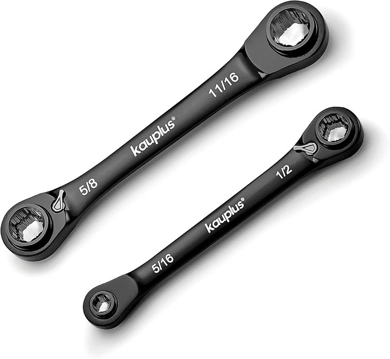 kauplus 4 in 1 SAE Non-Slip Box End Reversible Ratcheting Wench Set - 2PCS, 6pt., 120-Tooth Ratcheting gear, 5/16 Inch to 3/4 Inch - Image 2